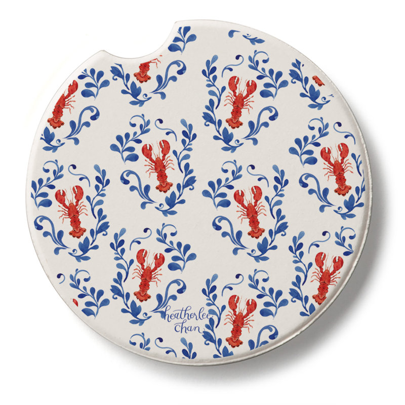 Lobsters Single Absorbent Stone Car Coaster