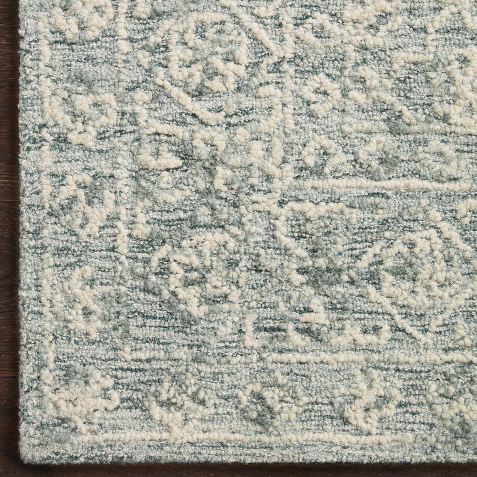 Millcreek Handmade Wool Ocean/Ivory Rug, Runner 2'6" x 9'9"