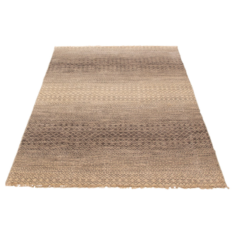 Tapis gris ombre en soie noué à la main One Of Kind 5 pi 11 po x 8 pi 11 po