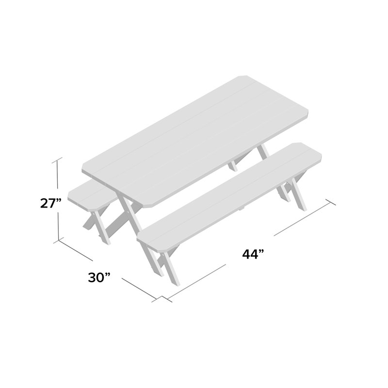 Table de pique-nique en bois massif Handanyan, Teinte séquoia