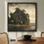 Peinture rétro de paysage de campagne avec des arbres luxuriants et des illustrations de nature zen sereine encadrée sur toile-213251238-213251241