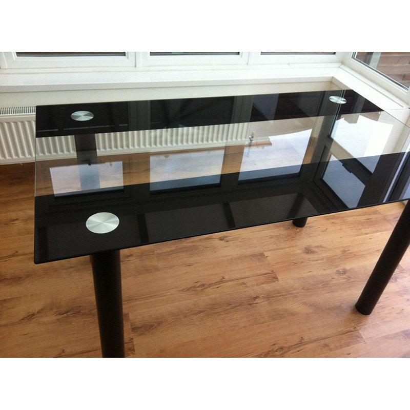 Rectangular Dining Table, Black/Clear, 75 cm H x 120 cm W x 70 cm D
