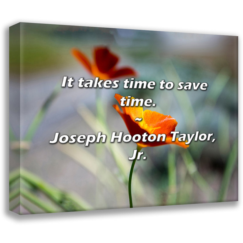 Joseph Hooton Taylor, Jr. Citation: Il faut du temps pour gagner du temps., H 26 po x l 32 po