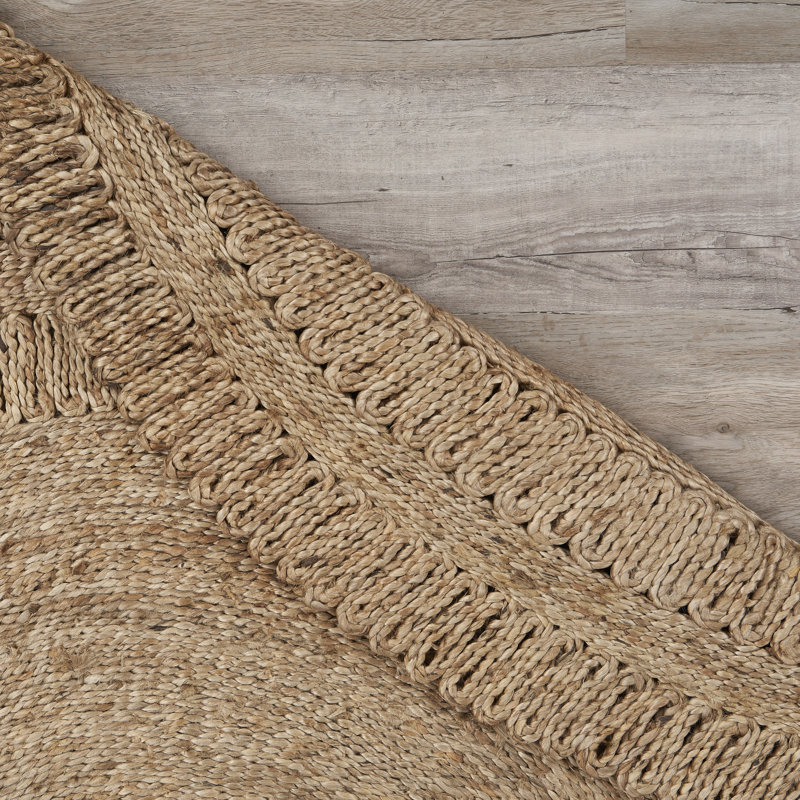 Tapis brun / brun clair en sisal tressé à la main Ariton, Rond 8 pi