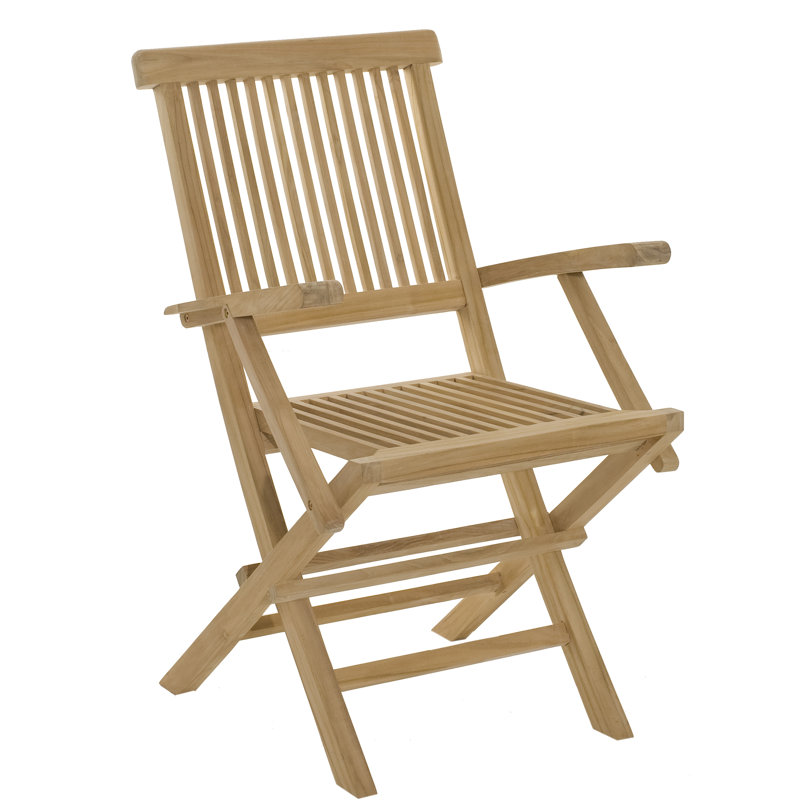 Woehler Foldable Outdoor Patio Dining Side Chair with Cushion