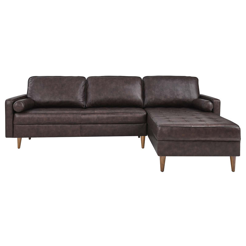 Valour 98" Leather Sectional Sofa, Brown Genuine Leather