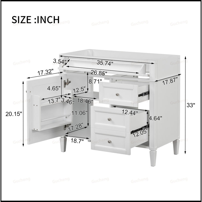 36Inch Bathroom Vanity Cabinet, White