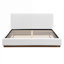 Base de lit rembourrée grand format polyvalente, base en bois massif robuste, revêtement en boucle douce, ton blanc, s'adapte à la plupart des agencements de chambre standard