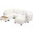 U-shaped Modular With Movable & Functional Coffee Table, White - Hidden Charging Component, Comfortable Padding Space, Material Assurance 90" Sectional And Multi-purpose Concealed Interface, Padded