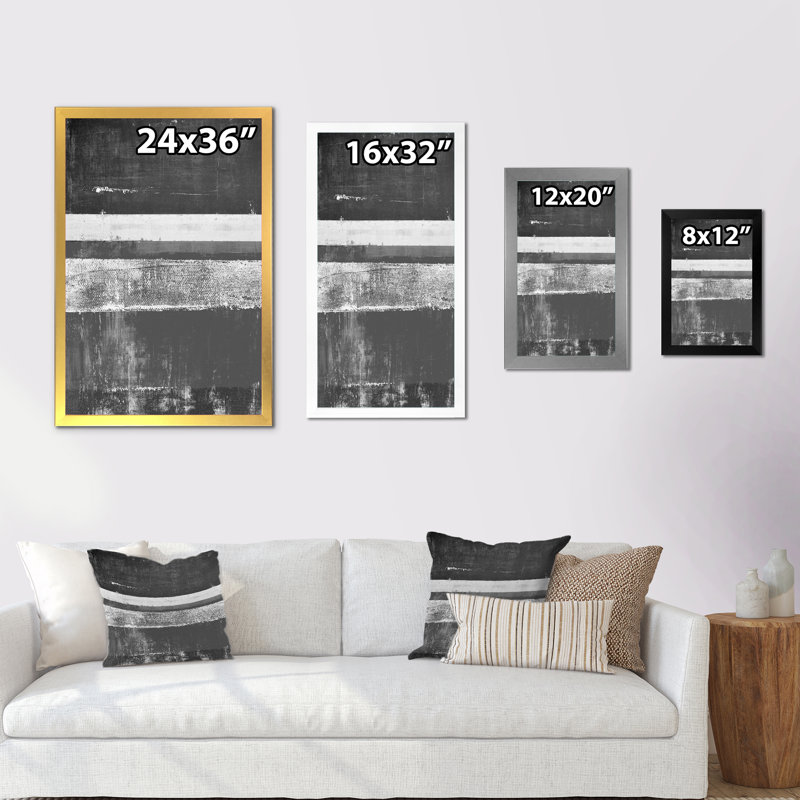 Art moderne gris et bleu II 2FL47767, Cadre noir, H 20 po x l 12 po x P 1 po