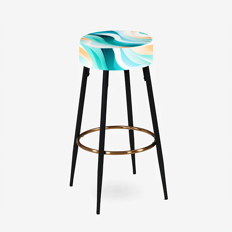 Ensemble de 2 tabourets de bar géométriques vert et bleu côtier