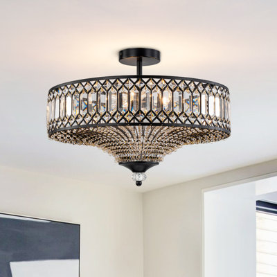 Kessler 6-Light Modern Crystal Semi-Flush Mount Ceiling Light