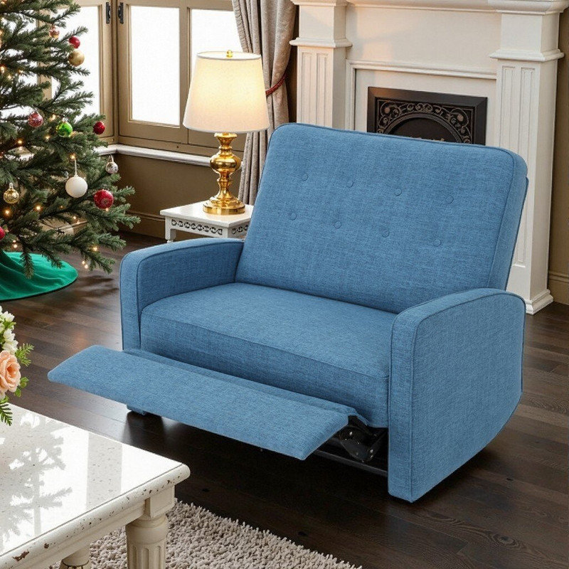 Fauteuil inclinable manuel en tissu d'ameublement durable, Bleu