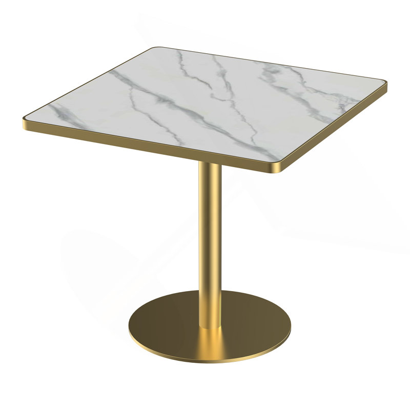 Table carrée bistro moderne tulipe 31,5 pouces avec plateau en faux marbre, facile à assembler, structure en métal robuste