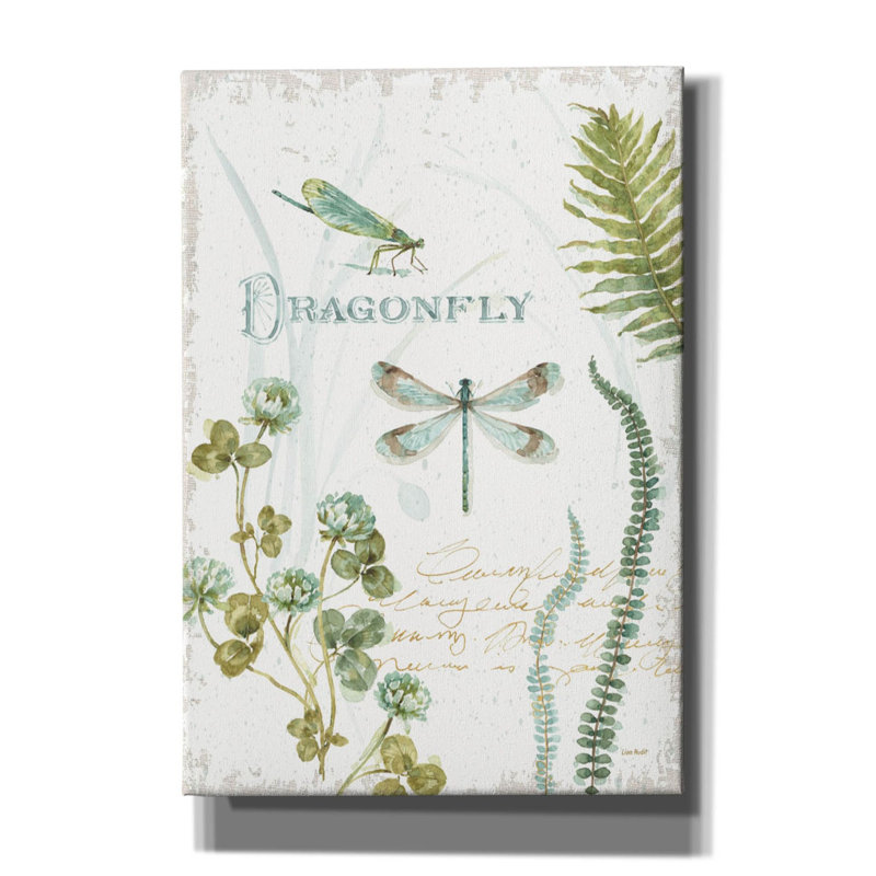 «My Greenhouse Botanical Dragonfly» par Lisa Audit, art mural sur toile, H 26 po x l 18 po x P 0,75 po