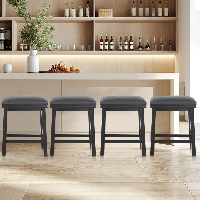 Tabouret de comptoir 24 po Jelissa, Noir, Noir