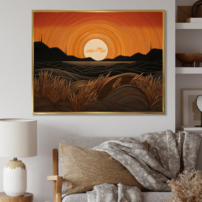 «Landscape Tranquility Full Moon Golden Fields I - Meadow», reproduction sur toile