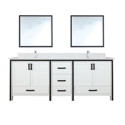 Ziva 84 in W x 22 in D Double Bath Vanity, White Top and Chrome Faucet Set