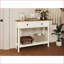 Table basse rustique avec rangement Farmhouse - blanc antique & amp; Brun pour le salon, entrée facile à assembler