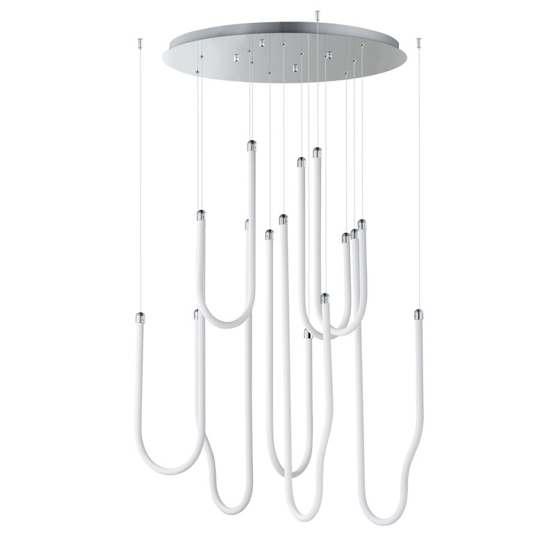 Luminaire suspendu à lumières multiples Soleil, Chrome poli, H 33,25 po x l 35,5 po x P 35,5 po, 8
