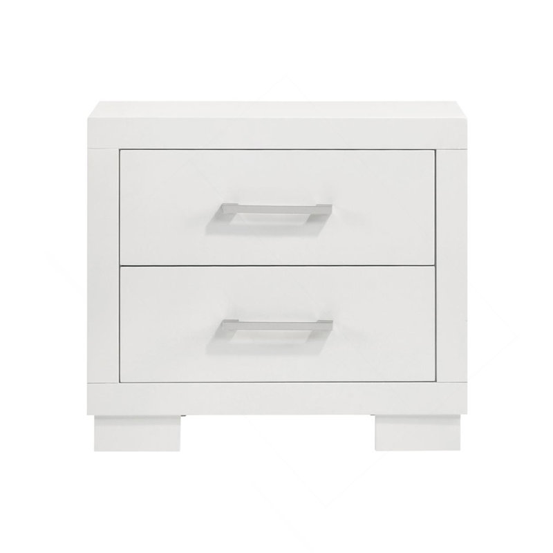 Table de chevet 2 tiroirs en panneau de fibres à densité moyenne blanc, Crème, crème
