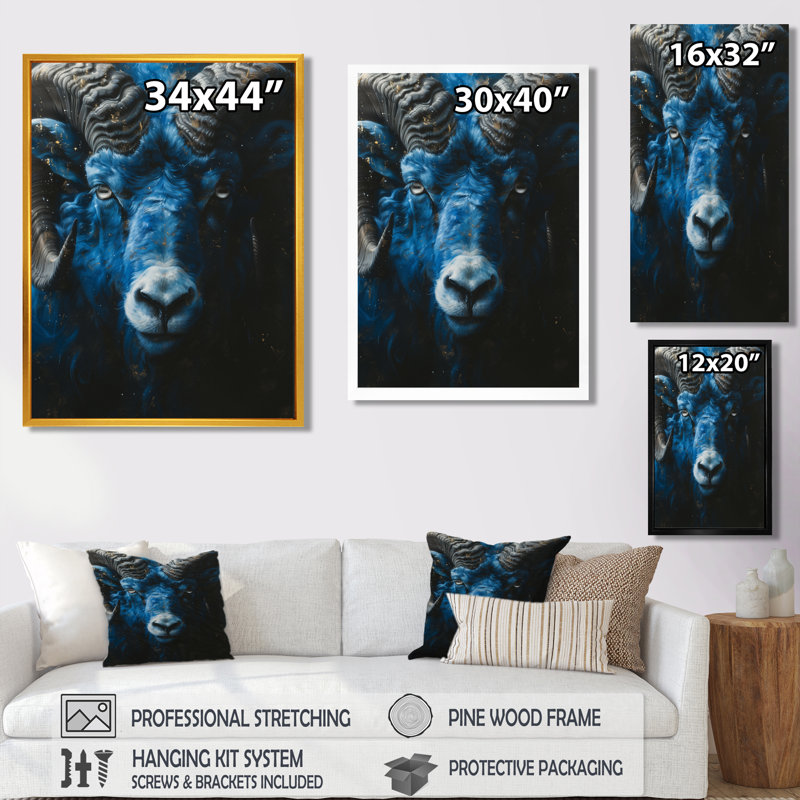 «Blue Gray Astrology Celestial Courage Aries», reproduction d'art astronomique murale, Toile tendue, H 24 po x l 32 po