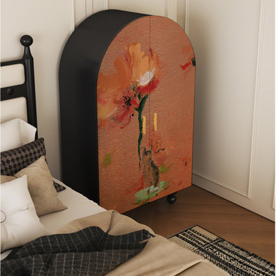 Armoire de rangement orange à pieds bas
