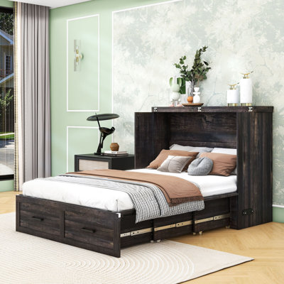 Harper Orchard Two Drawer Murphy Bed with Charging Station and USB ports