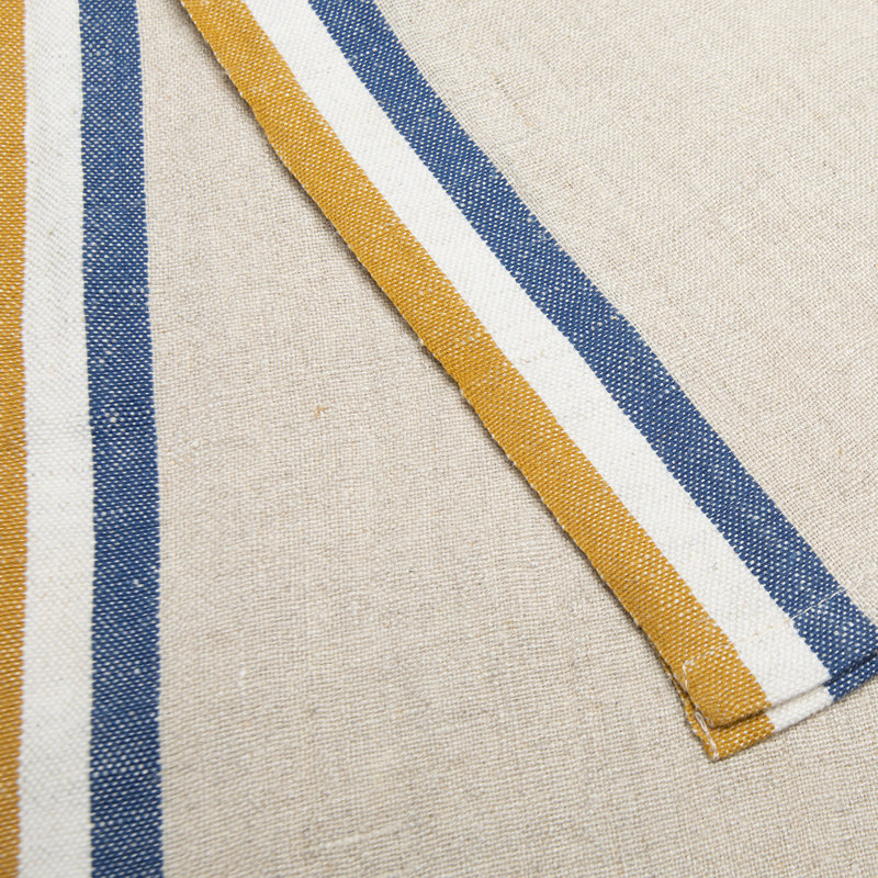 Normandy Striped Tea Towel, Natural/Mustard/Natural/Blue
