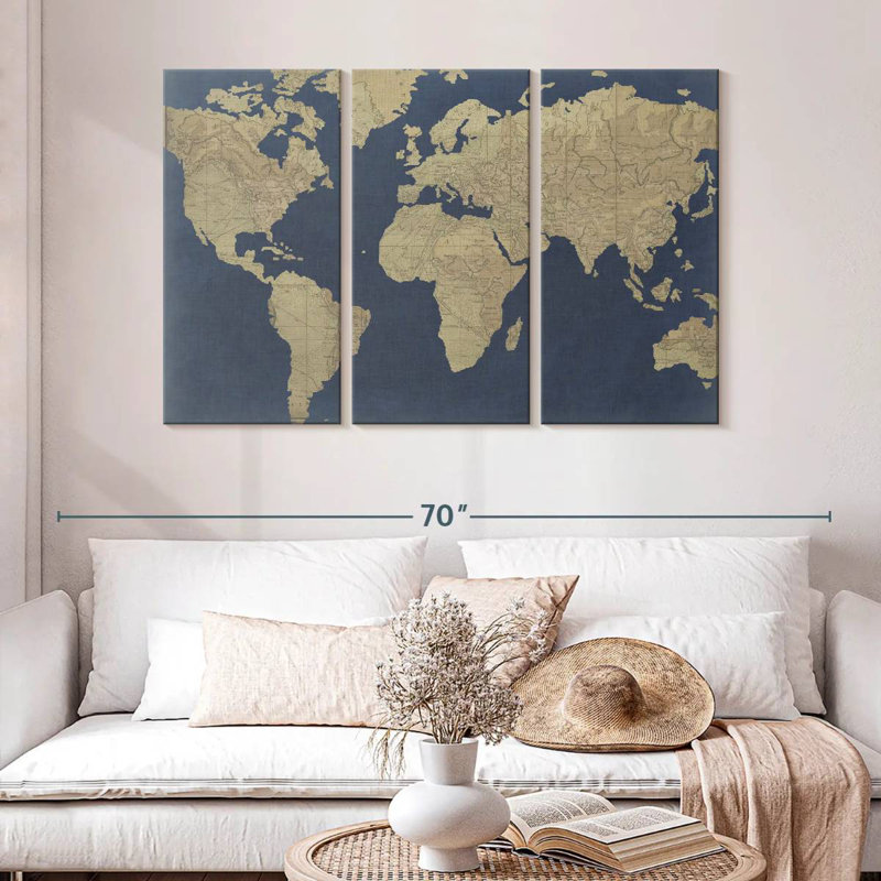 Aliaz Linen Map I, 32" H x 50" W