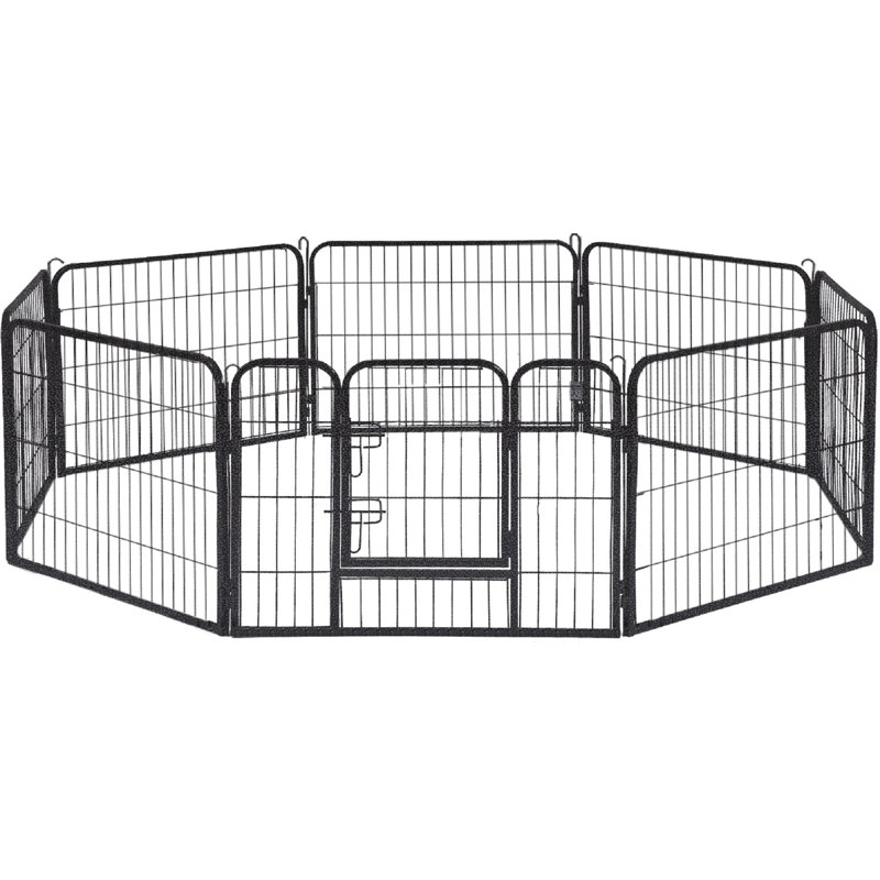 Parc pour chien 8 panneaux pliable en métal pour l'intérieur et l'extérieur avec clôture 32 pouces de hauteur, 24", Noir