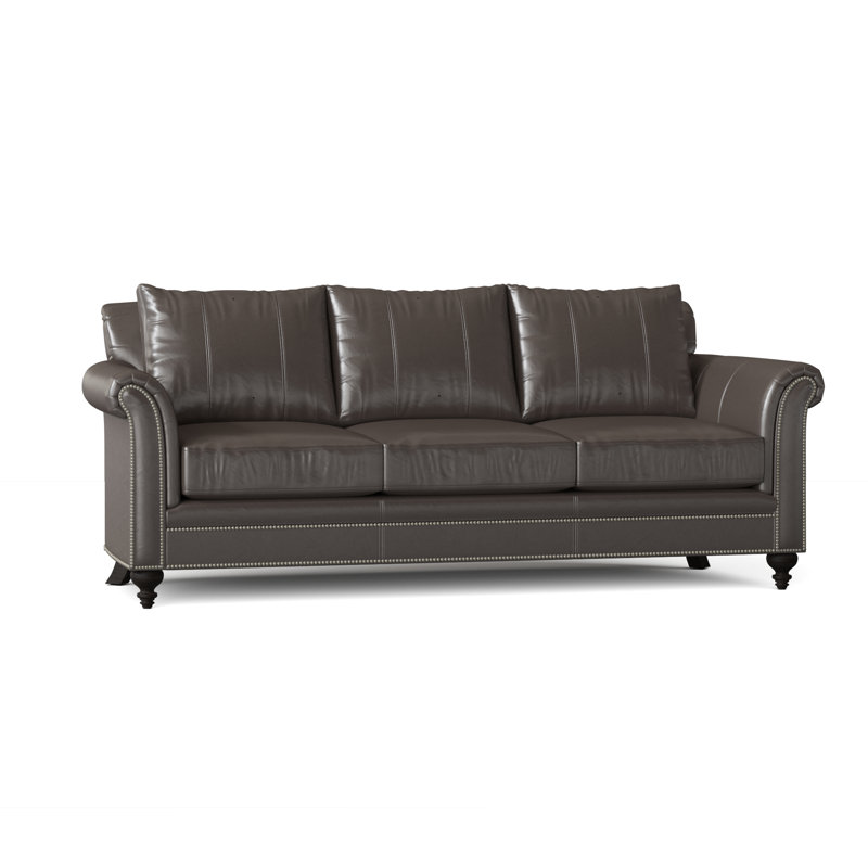 Richardson Sofa, Aline Fumo Genuine Leather, Mahogany, French Natural