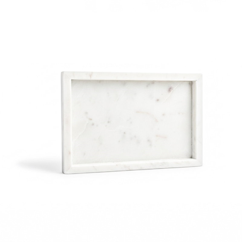Lena Marble Tray, Opal White, 1.5" H x 8" W x 12" D