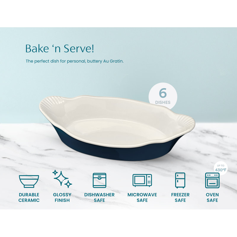 Ensemble de plats de cuisson antiadhésifs en céramique 6 pièces Kook, Bleu marine