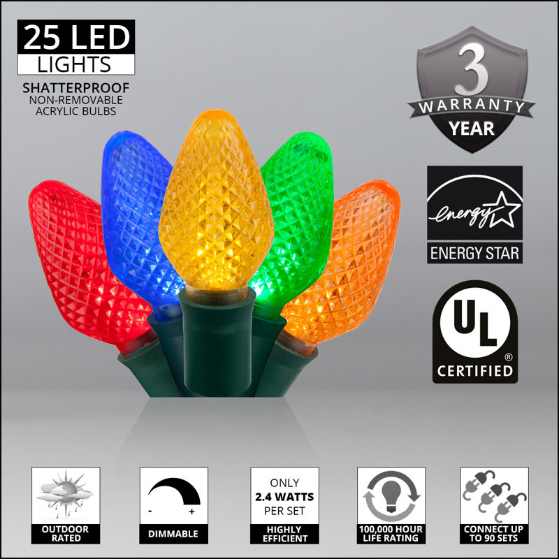 Guirlande de 25 lumières DEL C7 Christmas, Multicolore