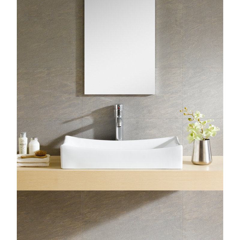 Modern Ceramic Rectangular Vessel Bathroom Sink