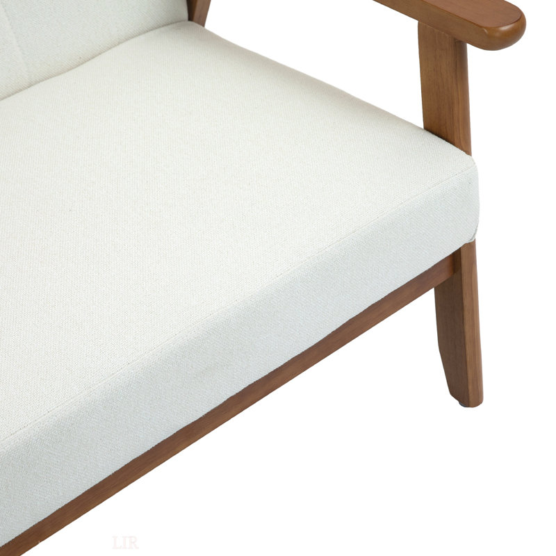 Causeuse à accoudoirs carrés 44,88 po Bruell, Mélange de lin beige