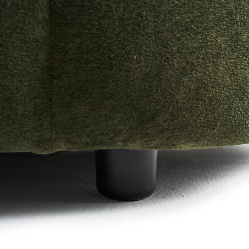 Repose-pieds rond en velours capitonné Pomelle, Vert olive