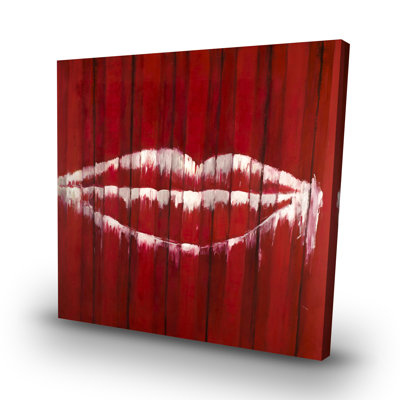 Graffiti of a mouth on container - 32"x32" art on canvas