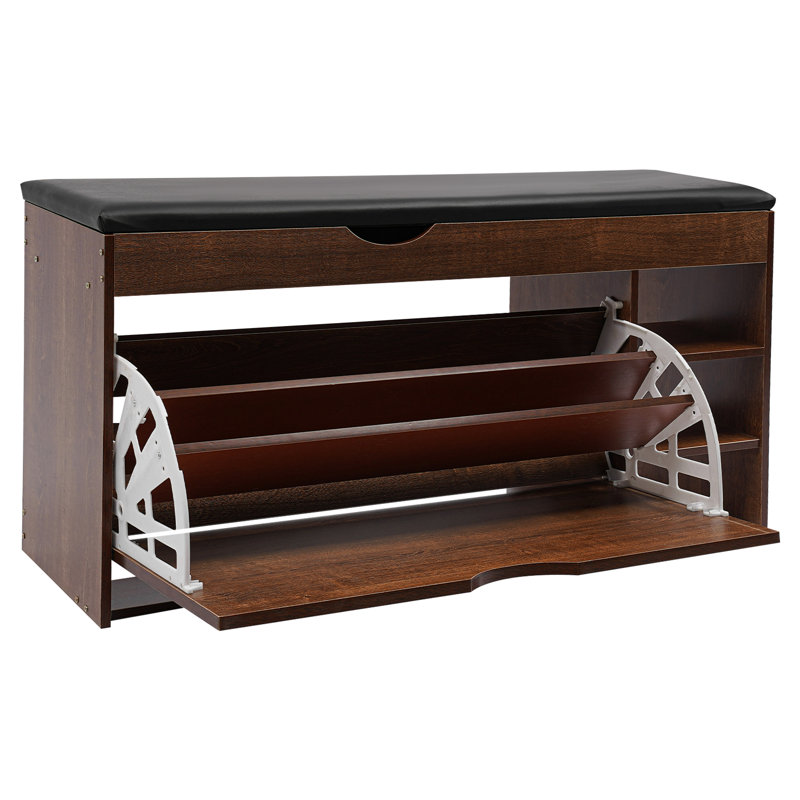Banc de rangement pour chaussures 39,3 x 11,8 x 20 po avec siège, Brun