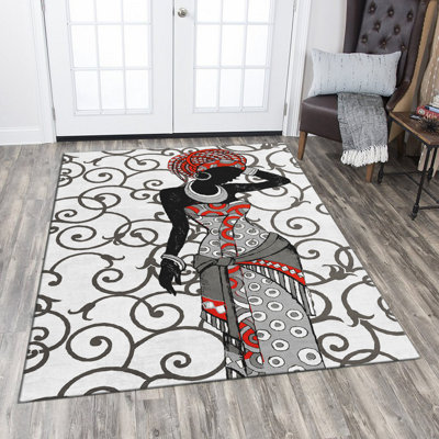 Tapis luxueux, 4,6 x 7,2 pieds | 100% polyester, envers en feutre antidérapant, hauteur des poils de 0,4 po | Lavage à la machine, tricotage Raschel durable, impression numérique | Parfait pour le salon et la chambre à coucher