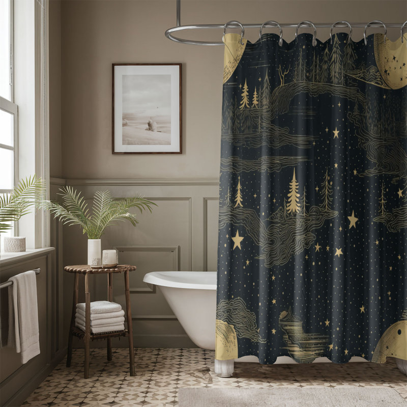 Eilert Abstract Shower Curtain, 74"H x 71"W