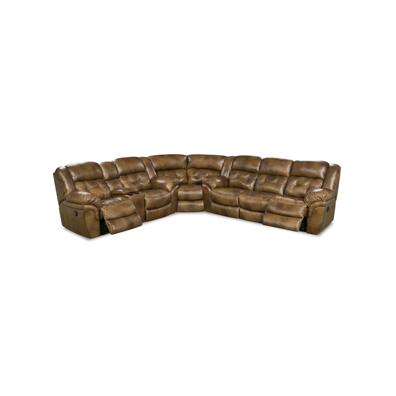 Taylorann Power Reclining Console Sectional, Brown