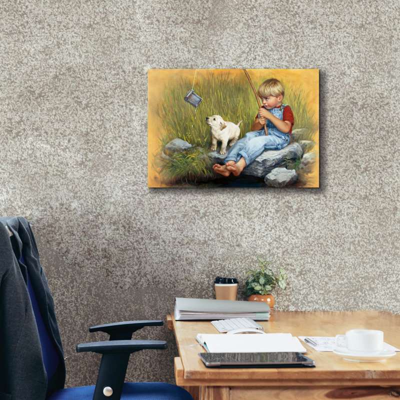«Fishing Blues» par David Lindsley, art mural sur toile, H 18 po x l 26 po x P 0,75 po