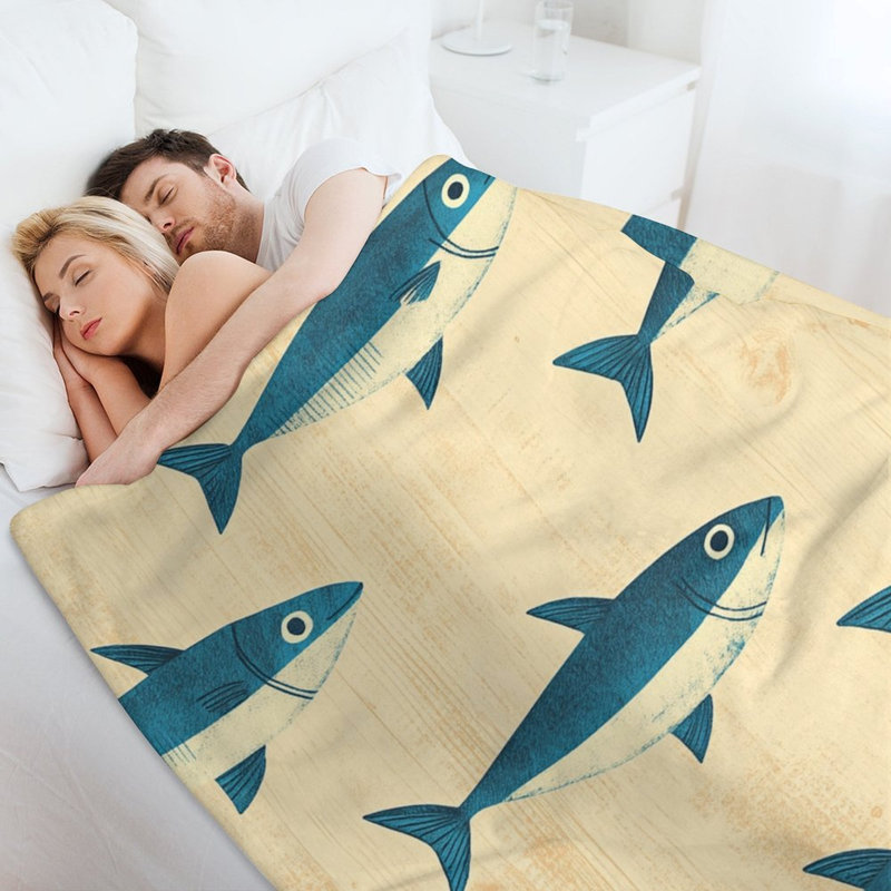 Jeté en flanelle de luxe Bluefish, 50 x 60 po