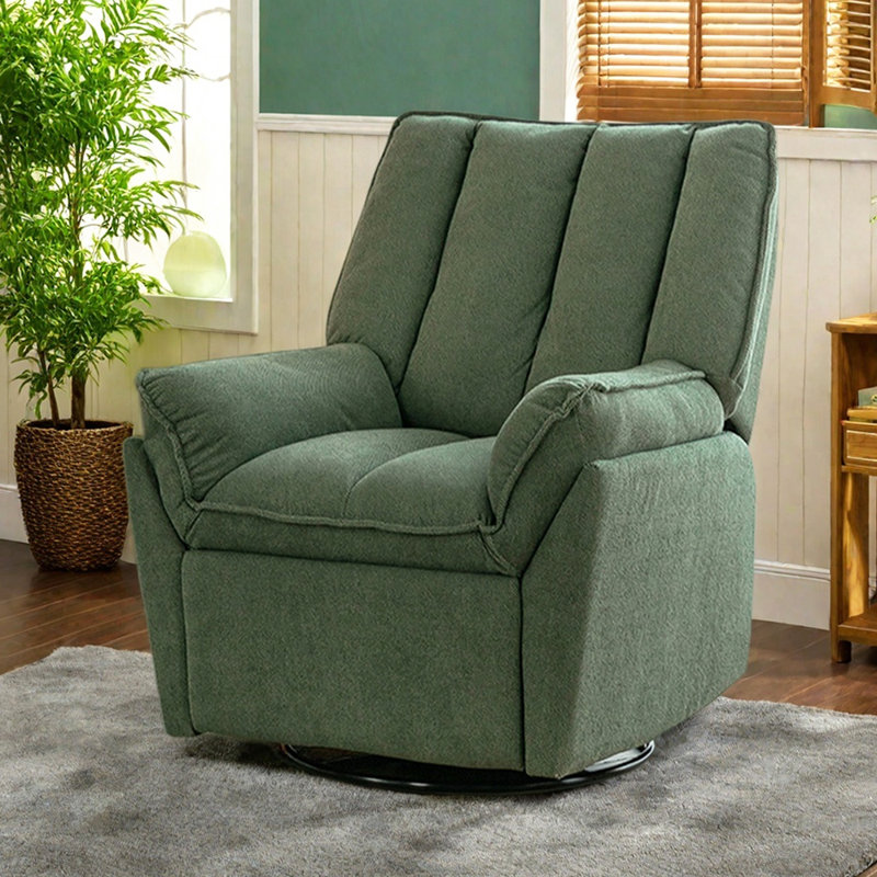 Balcony Leisure Cotton Linen Function Recliner, Green