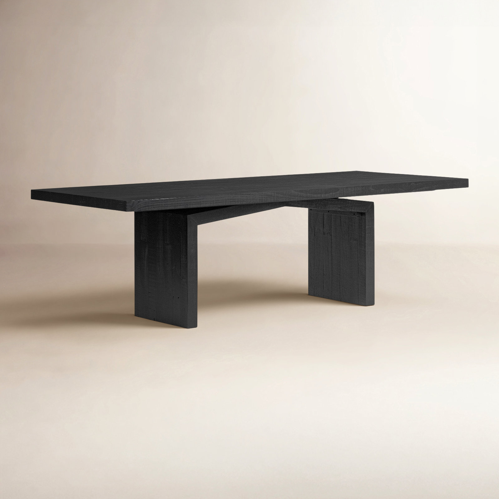 Henn 96'' Dining Table, Aged Black Pine