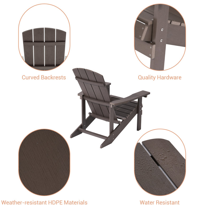 Outdoor Adirondack Chair Patio Plastic Single Chairs All-Weather Resin Lounge Chair for Patio, Lawn, Backyard, Deck, Coffee