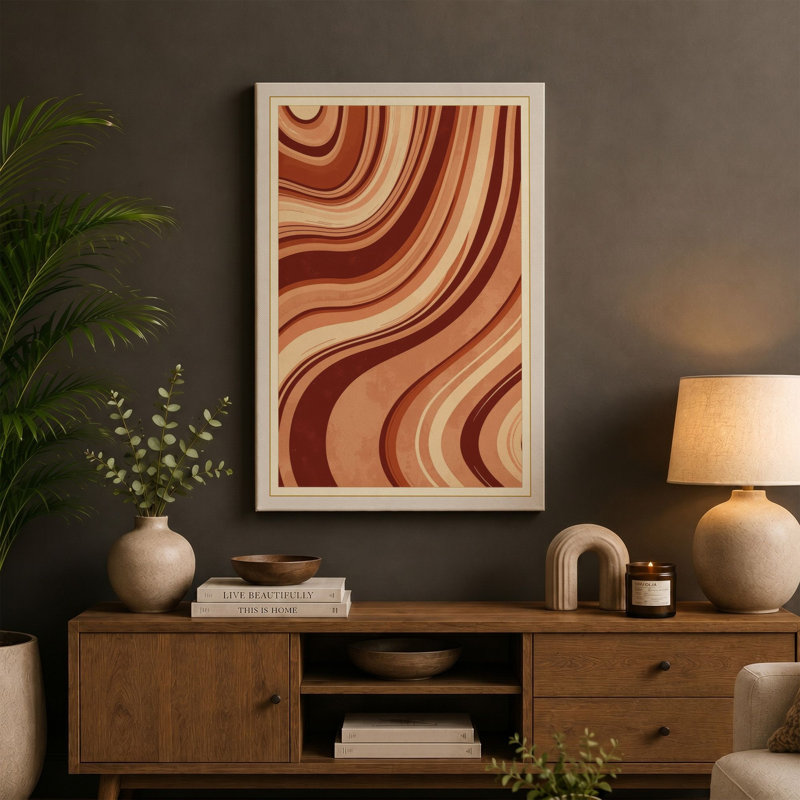 Earth Grain Mid-Century - Wrapped Canvas, 36x24 - 91.4 x 61.0 cm, Cream Border