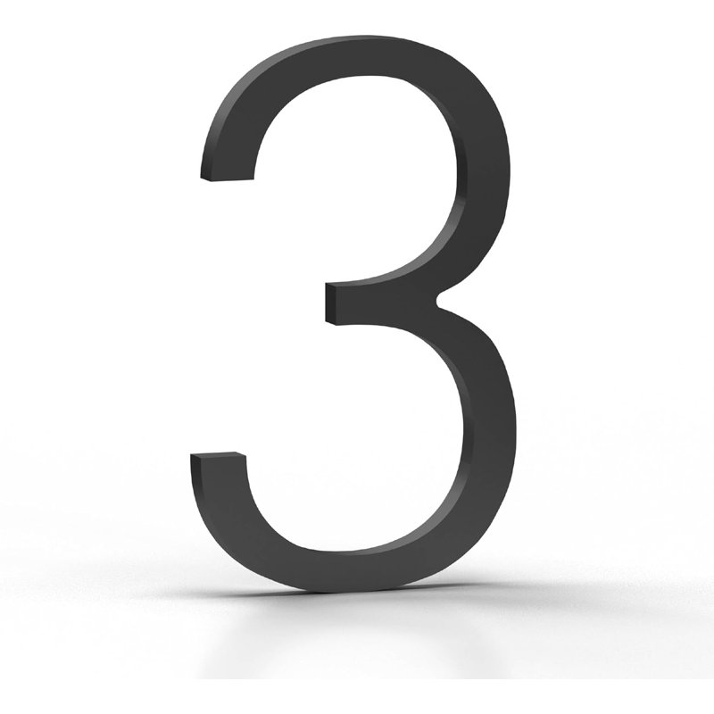 Méga numéros de maison pour l'extérieur - 5 "numéros de maison muraux faciles à installer pour l'extérieur - numéros de métal robustes pour l'adresse sur la maison, quincaillerie de fixation incluse - noir mat (numéro 3)